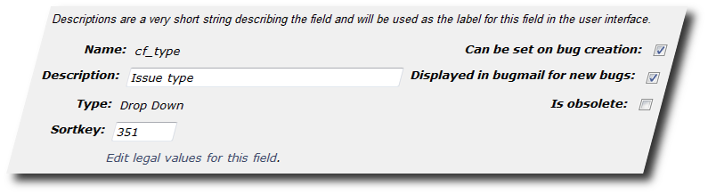 Custom fields in Bugzilla